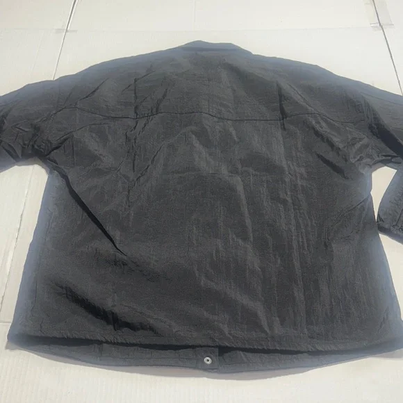 NWT Athleta Black lightweight Jacket with buttons elastic cuffs pull bungee tab - Picture 9 of 11